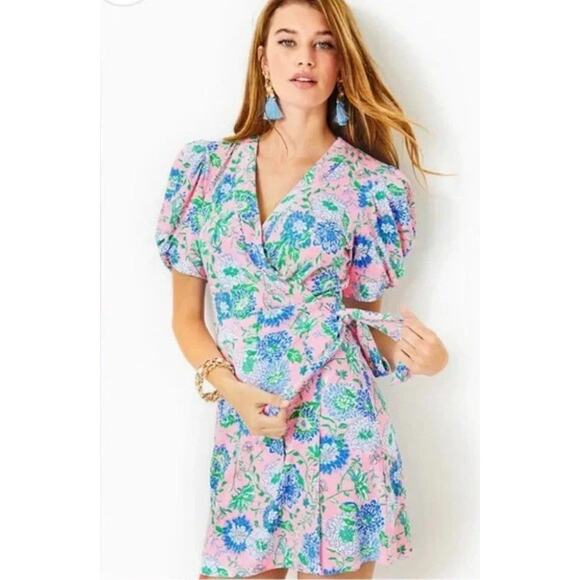 Lilly Pulitzer Sailynn Romper Wrap Dress Conch Shell Pink Rumor Has Size Medium - Picture 1 of 8